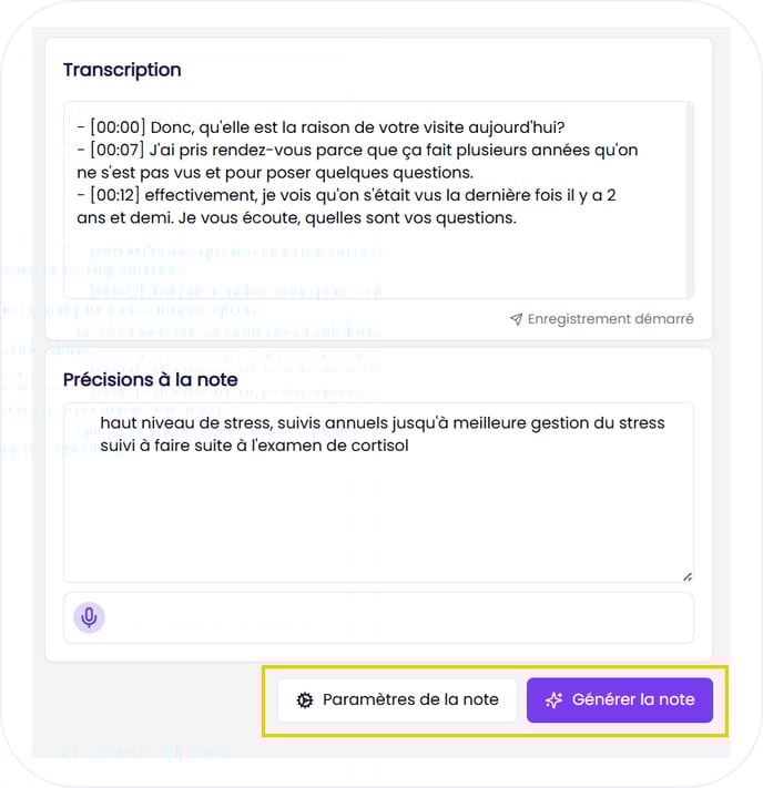 Générer la note
