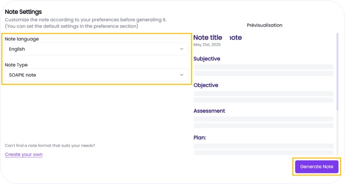 Generate Modified Note