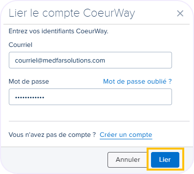 Lier un compte CW - Credentials