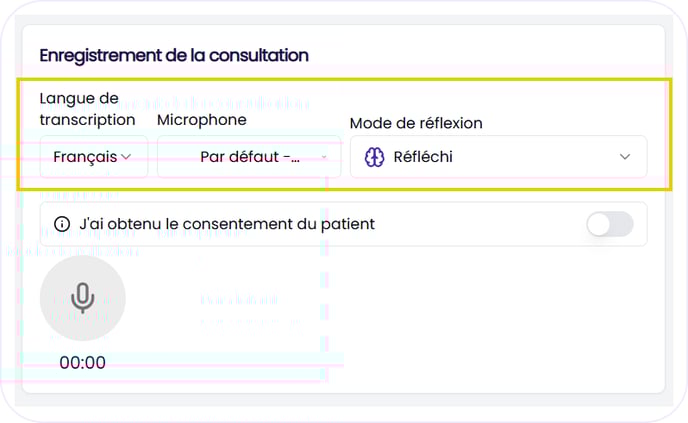 Paramètres de consultation